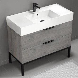 Bathroom Vanity Grey Oak Bathroom Vanity, Modern, 40